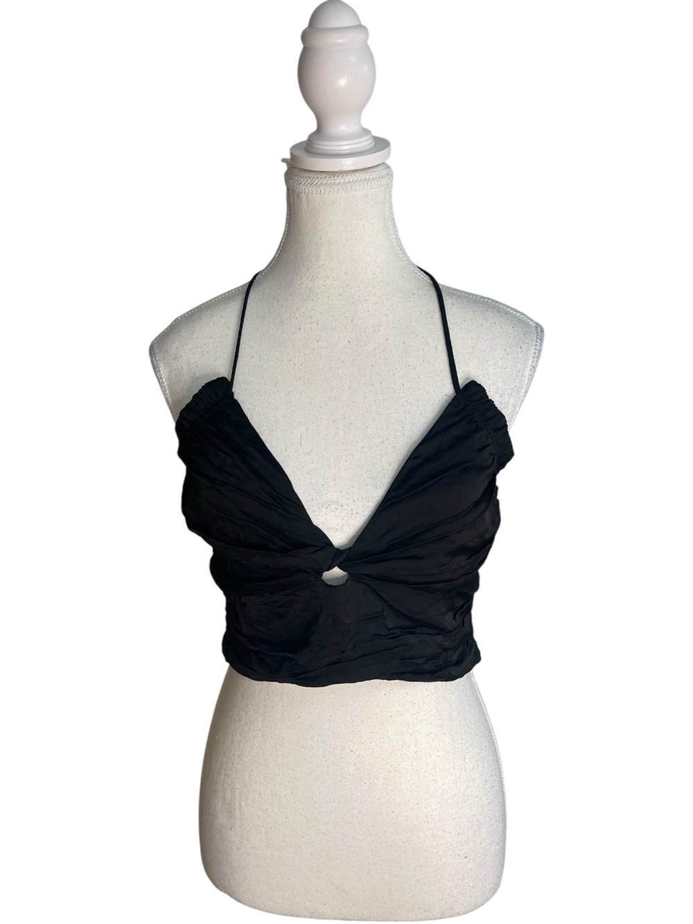 Zara Draped Halter Crop Top Black